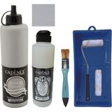 Cadence Mobilya Boyası - Multisurface H - 074 Soğuk gr i 500 ml + Ultimate Vernik Mat 250 ml + Saten Rulo Set