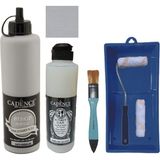 Cadence Mobilya Boyası - Multisurface H - 074 Soğuk gr i 500 ml Ultimate Vernik Parlak 250 ml Saten Rulo Set