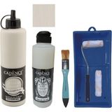Cadence Mobilya Boyası - Multisurface H - 079 Fildişi Sahili 500 ml Ultimate Vernik Parlak 250 ml Saten Rulo Set