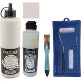 Cadence Mobilya Boyası - Multisurface H - 087 Antik Kemik 500 ml + Ultimate Vernik Mat 250 ml + Saten Rulo Set