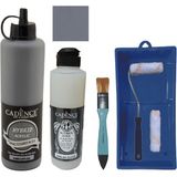Cadence Mobilya Boyası - Multisurface H - 090 Koyu gr i 500 ml Ultimate Vernik Parlak 250 ml Saten Rulo Set