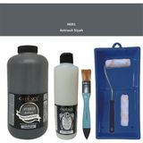 Cadence Mobilya Boyası - Multisurface H - 091 Antrasit Siyah 2000 ml Ultimate Vernik Mat 500 ml Saten Rulo Set