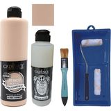 Cadence Mobilya Boyası - Multisurface H - 094 Somon 500 ml Ultimate Vernik Parlak 250 ml Saten Rulo Set
