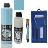 Cadence Mobilya Boyası - Multisurface H - 098 Irmak Mavisi 500 ml + Ultimate Vernik Mat 250 ml + Saten Rulo Set