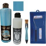 Cadence Mobilya Boyası - Multisurface H - 099 Fresco 500 ml + Ultimate Vernik Mat 250 ml + Saten Rulo Set