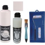 Cadence Mobilya Boyası - Multisurface H - 101 Şampanya 500 ml + Ultimate Vernik Mat 250 ml + Saten Rulo Set