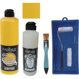 Cadence Mobilya Boyası - Multisurface H - 103 Güneş Sarı 500 ml Ultimate Vernik Parlak 250 ml Saten Rulo Set