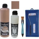 Cadence Mobilya Boyası - Multisurface H - 108 Kaşmir 500 ml + Ultimate Vernik Mat 250 ml + Saten Rulo Set