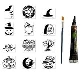 Cadılar Bayramı Halloween Geçici Dövme Seti 1 Tüp Kına ve 12 Desen Fırça Hediyeli