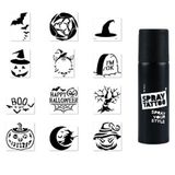 Cadılar Bayramı Halloween Geçici Dövme Seti Siyah Spray Tattoo ve 12 desen