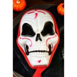 Cadılar Bayramı Halloween Maske İskelet Tüllü Kırmızı Beyaz