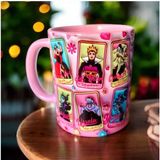 Cadılar Bayramı Kötü Kadın Karakterler Tasarım Kupa-Halloween Çay-Kahve Kupası - Pembe - 330 ml