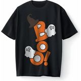 Cadılar Bayramına Özel Boo Halloween Oversize Unisex Tişört T-Shirt - Siyah