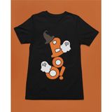 Cadılar Bayramına Özel Boo Halloween Unisex Tişört T-Shirt - Siyah