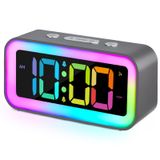 Cadmos Dinamik RGB Gece Lambası ile Yatak Odaları için Yüksek Sesli Çalar Saat, Ağır Uyuyanlar Yetişkinler, Çift Alarm, Dimmer, USB Şarj Cihazı, Çocuklar, Gençler için Led Ekranlı Küçük Başucu Dijital