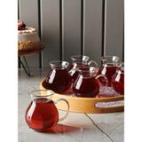 Caelia 6'lı Borosilikat Cam Tombul Kulplu Çay Bardağı 200 ml - Şeffaf
