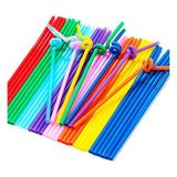 Cafe Avm Renkli Ince Artistik Pipet 50li Paket
