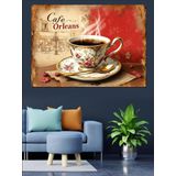 Cafe Orleans Retro Kahve Posteri Dekoratif Kanvas - Mdf Ahşap Tablo