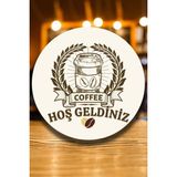 Cafe, Restoran, Çay Ocağı, Kahve Dükkanı Duvar Kapı Süsü, Ahşap Dekoratif Aksesuar Tablo Modeli - 30 x 30 - Karışık