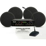 Cafe ve Ofisler Için Hazır Ses Paketi: 4'lü Tavan Hoparlör Mikrofon ve Bluetooth Amfi Seti