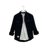 Cafes Uzun Kol Slim Fit Erkek Kadife Gömlek-6969 Siyah