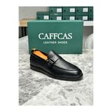 Caffcas Hakiki Deri Siyah Bağcıksız Tokalı El Yapımı Klasik Erkek Ayakkabı 6042