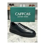 Caffcas Hakiki Deri Siyah El Yapımı Casual Sneaker Erkek Ayakkabı 03-300