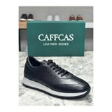 Caffcas Hakiki Deri Siyah El Yapımı Casual Spor Erkek Ayakkabı 1458-61