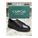 Caffcas Hakiki Deri Siyah El Yapımı Günlük Sneaker Erkek Ayakkabı 03-DRM