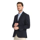 Cafizo Erkek Lacivert Slim Fit Dar Kesim Desenli Yarım Astar Blazer Ceket Lacivert 52