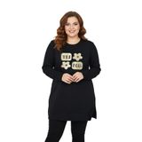 Caftan Kadın Sıfıryaka Taşlı Tunik Siyah 3XL BGL-ST05087