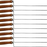 Cağ Kebap Şişi Paslanmaz Çelik Ve Ahşap Saplı 10'lu - 36 Cm