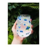 Caga Home CAGA 4'lü Yaban Mersini Desenli Cam Su Bardağı Seti 350 Ml
