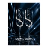 Caga Home CAGA Gelin Damat Işıltılı Kristal Parlak Taşlı 240 ml Şampanya Kadehi Düğün Nişan Evlilik Teklifi