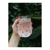 Caga Home CAGA Pinterest 4'lü Kalp Desenli Cam Su Bardağı Seti 350 Ml