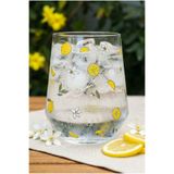 Caga Home CAGA Pinterest 4'lü Limon Desenli Cam Su Bardağı Seti 350 ML Dekoratif Hediyelik Yaz Temalı Bardak