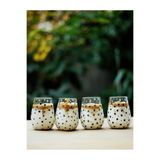 Caga Home CAGA Pinterest 4'lü Minimal Desenli Cam Bardak Seti – 4 Farklı Desen Cam Su Bardağı Seti 350 Ml
