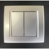 Çağatay Elektrik Çağatayelektrik Ovivo Mina Gümüş (Silver) Komütatör (Ikili Anahtar) Mekanizma+Çerçeve