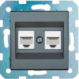 Çağatay Elektrik Ovivo Füme Ikili Data Cat 6 Internet Prizi Mekanizma