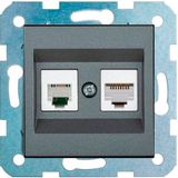 Çağatay Elektrik Ovivo Füme Nummeris Telefon veData Cat 6 Internet Prizi Mekanizma