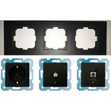 Çağatay Elektrik Ovivo Grano Siyah Üçlü Set - Tv - Data Cat 6 Internet- Topraklı Priz - Ovivo Grano Siyah Üçlü Set - Tv - Data Cat 6 İnternet- Topraklı Priz