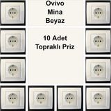Çağatay Elektrik Ovivo Mina Beyaz 10 Adet Topraklı Priz