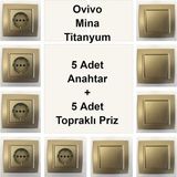 Çağatay Elektrik Ovivo Mina Titanyum 5 Adet Anahtar + 5 Adet Topraklı Priz