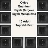 Çağatay Elektrik Ovivo Quantum Siyah Çerçeve Siyah Mekanizma 10 Adet Topraklı Priz