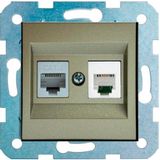 Çağatay Elektrik Ovivo Titanyum Nummeris Telefon+Data Cat 6 Internet Prizi Mekanizma