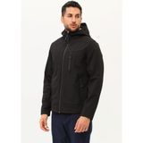 Çağdaş İş Güvenliği Ekipmanları Softshell Siyah Rüzgar ve Yağmur Geçirmez Kapüşonlu Mont - 2XL