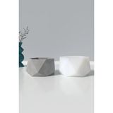 Cage Art Studio Dekoratif Geometrik Beton Saksı Silikon Kalıp K2 - Sukulent Saksı ve Mumluk Kalıbı - Beyaz