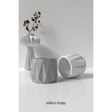 Cage Art Studio Geometrik Beton Saksı Ve Mumluk Silikon Kalıp K7 - Dekoratif Beton Mumluk Kalıbı Beyaz