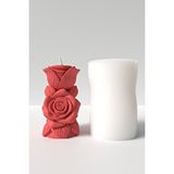Cage Art Studio Gül Dalı Mum Silikon Kalıp - Desenli Gül Dalı Şeklinde Mum Silikon Kalıbı - 11X6 cm - Beyaz