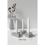 Cage Art Studio Minimal Geometrik Şamdan Mum Silikon Kalıp 3 Adet (yuvarlak,altıgen,üçgen)- Mumluk/şamdan Mum Kalıbı Beyaz